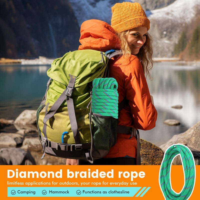 Maxworks MaxxHaul 50227 3/8" x 50 Ft Diamond Braided Rope Extra Strength-Sunlight and Weather Resistant, Multicolor - Image 3